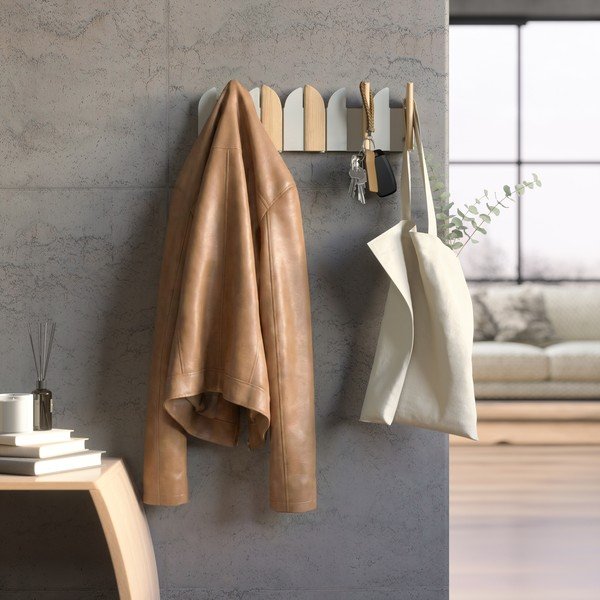 Cuier de perete bej/în culoare naturală din oțel 43 cm Saloon – Umbra-image-1