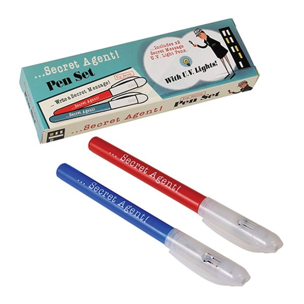 Set 2 pixuri de spionaj cu cerneală invizibilă și lumină UV Rex London Secret Agent-image-4