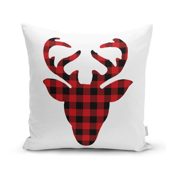 Set 4 fețe de pernă și un napron de masă cu model de Crăciun Minimalist Cushion Covers Christmas Tartan-image-1