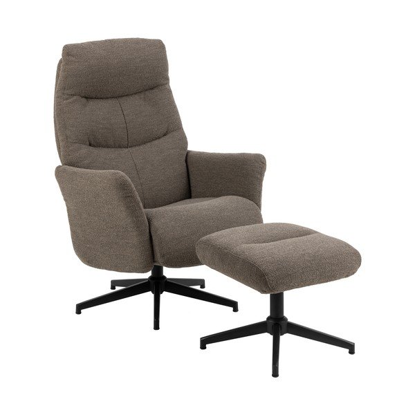 Fotoliu gri/maro de relaxare cu tapițerie din țesătură bouclé London – Actona