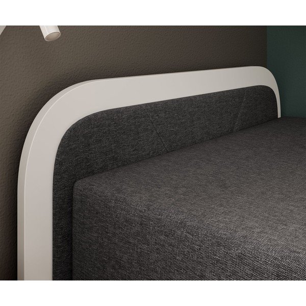 Pat alb/gri închis tapițat/din  placă aglomerată de lemn cu spațiu de depozitare cu saltea 80x190 cm Parys – ELTAP-image-3