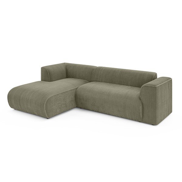 Colțar verde cu tapițerie din catifea reiată  (cu colț pe partea stângă/cu șezlong) Merid  – Ropez-image-2