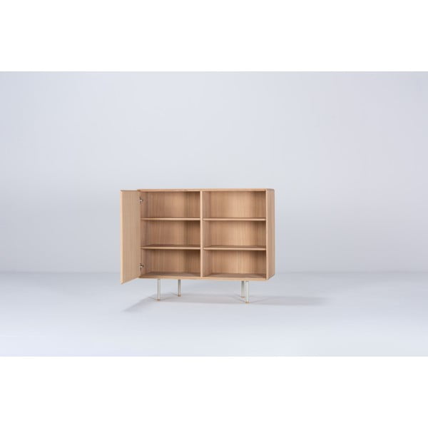 Comodă albă/în culoare naturală joasă din lemn de stejar 118x100 cm Fina – Gazzda-image-1