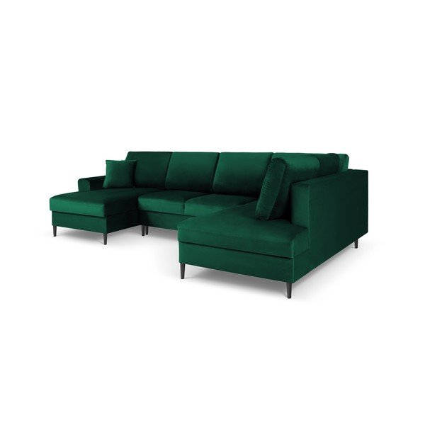 Colțar verde extensibil, cu spațiu de depozitare cu tapițerie din catifea (cu colț pe partea dreaptă, în formă de "U") Kyoto – Cosmopolitan Design-image-3