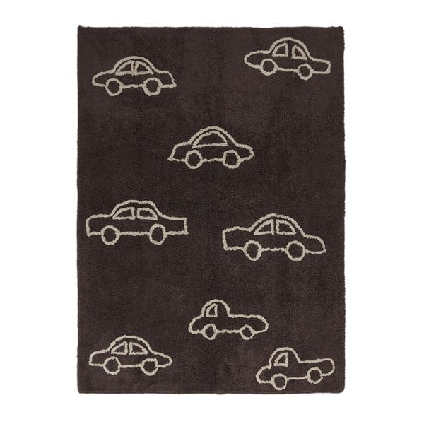 Covor din bumbac lucrat manual Lorena Canals Cars, 120 x 160 cm, maro închis 