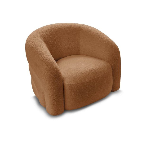 Fotoliu portocaliu pivotant cu tapițerie din țesătură bouclé Elina – Bobochic Paris-image-3