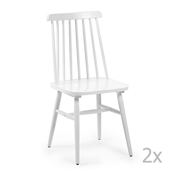 Set 2 scaune cu picioare de lemn La Forma Kristie, alb