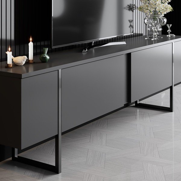 Comodă TV gri antracit 180x30 cm Luxe – Kalune Design-image-2