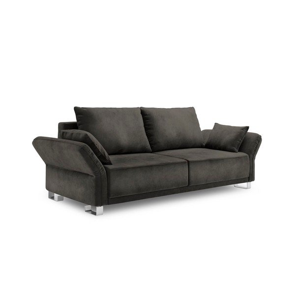 Canapea extensibilă cu 3 locuri și tapițerie de catifea Windsor & Co Sofas Pyxis, maro închis-image-2