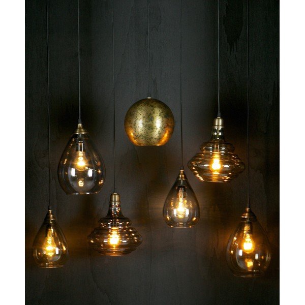 Lustră aurie cu abajur din sticlă Pure – WOOOD-image-1