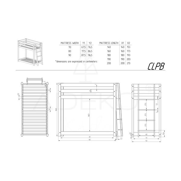 Pat supraetajat din lemn de pin 90x190 cm CLPB - Adeko-image-3