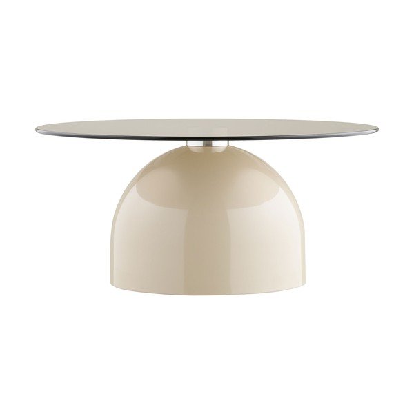 Măsuță de cafea bej rotundă cu blat din sticlă ø 70 cm Ravello – House Nordic