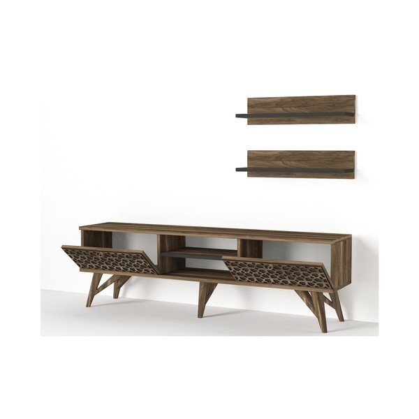 Comodă TV cu aspect de lemn de nuc Tera Home Fina-image-1