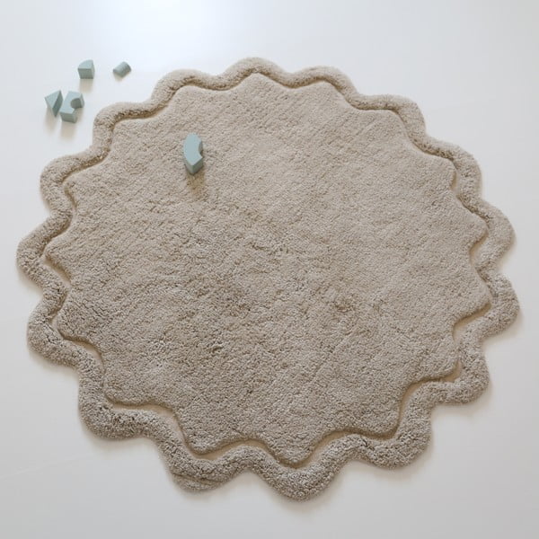 Covor bej lavabil țesut manual rotund din bumbac ø 110 cm Sweet April Lin – Nattiot-image-2