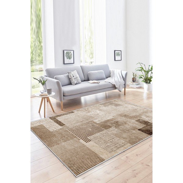 Covor bej lavabil 50x80 cm Cubo – Vitaus-image-1