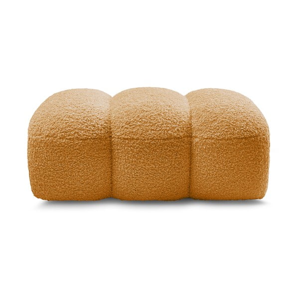 Taburet galben muștar cu tapițerie din țesătură bouclé Hippolyte – Bobochic Paris