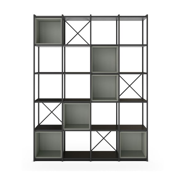 Bibliotecă verde/neagră 140x179 cm Anya – Marckeric