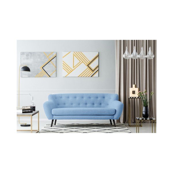 Canapea cu 3 locuri Kooko Home Rock, albastru deschis -image-1