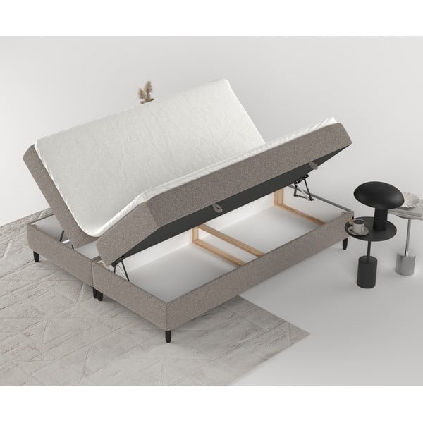Pat boxspring maro cu spațiu de depozitare 200x200 cm Malte – Maison de Rêve-image-3