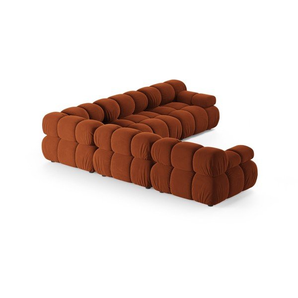 Colțar modular teracotă cu tapițerie din catifea – Micadoni -image-3