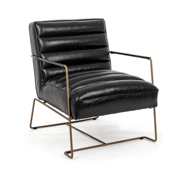Fotoliu negru cu tapițerie din imitație de piele Brianna – Bizzotto