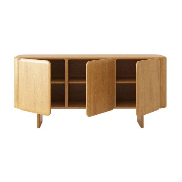 Comodă în culoare naturală din lemn de stejar 160x76x45 cm Charlotte – Micadoni -image-1