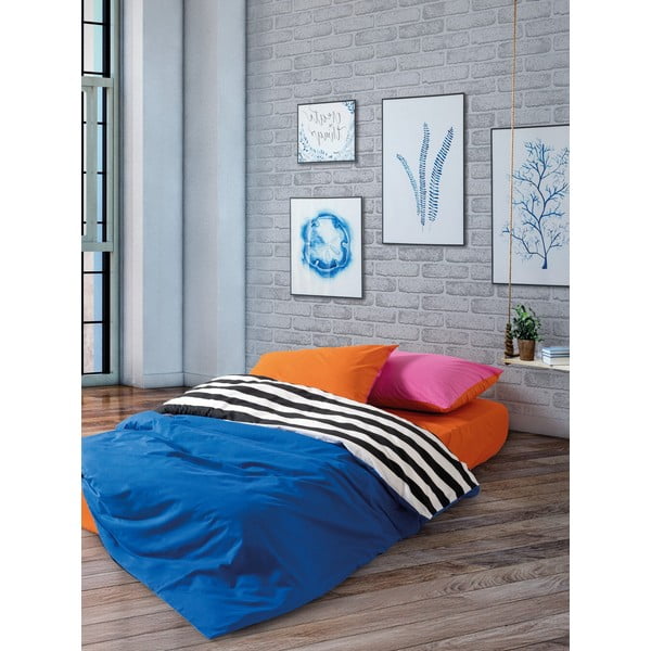 Lenjerie de pat alb-negru din bumbac ranforcé pentru pat dublu, extinsă cu cearceaf inclus, cu 4 piese 200x220 cm Dusk – Mijolnir-image-2