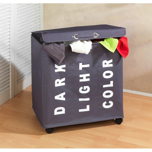 Coș triplu pentru rufe Wenko Trivo, gri, 117,6 l-image-1