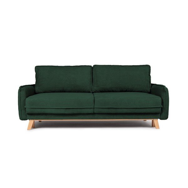 Canapea verde-închis extensibilă/cu spațiu de depozitare cu tapițerie din catifea reiată  218 cm Tori – Bonami Selection