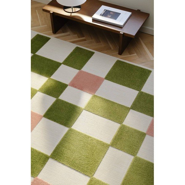 Covor tip traversă pentru interior și exterior verde/roz 80x150 cm Valma – Jotex-image-1