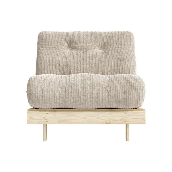 Fotoliu crem extensibil de tip futon cu tapițerie din catifea reiată Roots – Karup-image-3