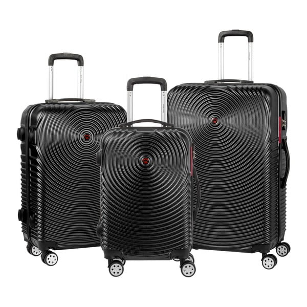 Set 3 valize cu roți Murano Traveller, negru
