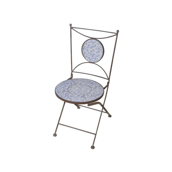 Scaun de grădină cu șezut din ceramică Ego Dekor, albastru-alb