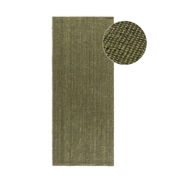 Covor tip traversă kaki din iută 80x200 cm Bouclé – Hanse Home