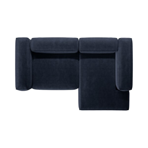 Colțar albastru închis cu tapițerie din catifea reiată  (cu colț pe partea dreaptă/cu șezlong) Bergamo – Cosmopolitan Design-image-3