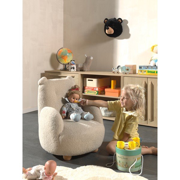 Fotoliu de copii bej cu tapițerie din țesătură bouclé Rocky – Vipack-image-2