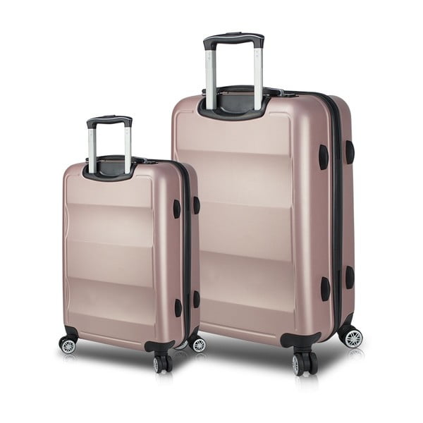 Set 2 valize cu roți și port USB My Valice LASSO Cabin & Large, roz
