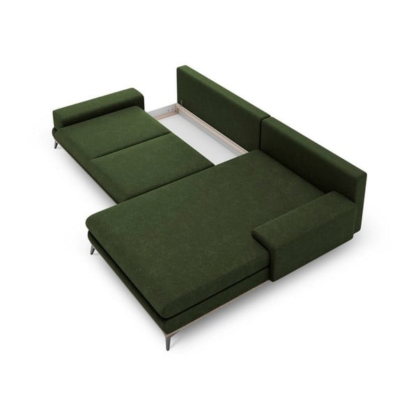 Colțar extensibil cu șezlong pe partea dreaptă Windsor & Co Sofas Planet, verde smarald-image-3