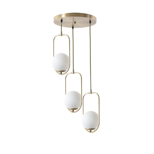 Lustră albă/aurie cu abajur din sticlă ø 30 cm Ahu – Opviq lights