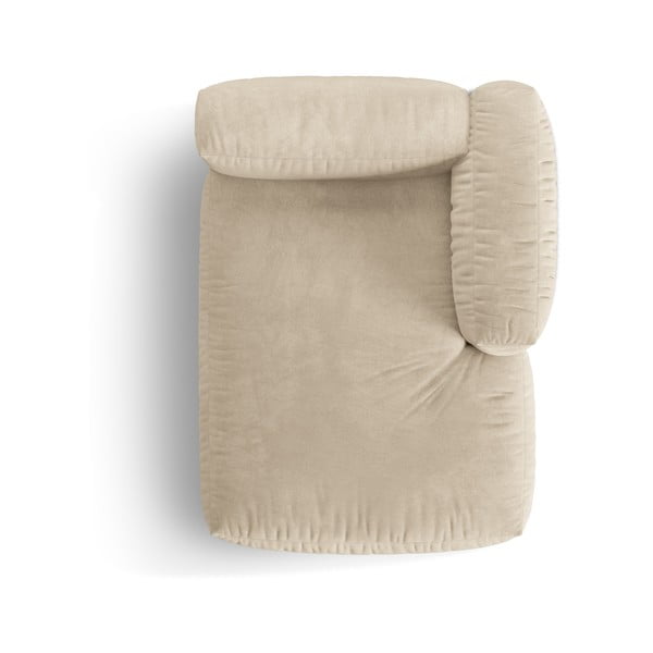 Modul pentru canapea modulară bej cu tapițerie din catifea (cu colț pe partea dreaptă) Martina – Micadoni -image-3