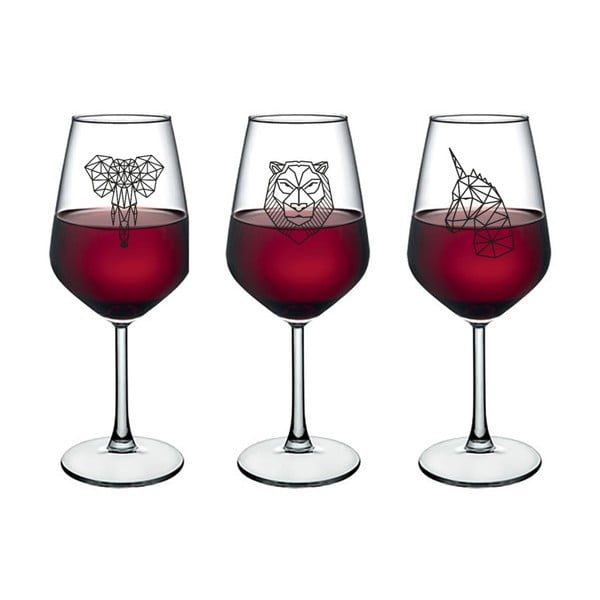 Set 4 pahare vin Vivas Polygonal Animal Figure, 345 cm