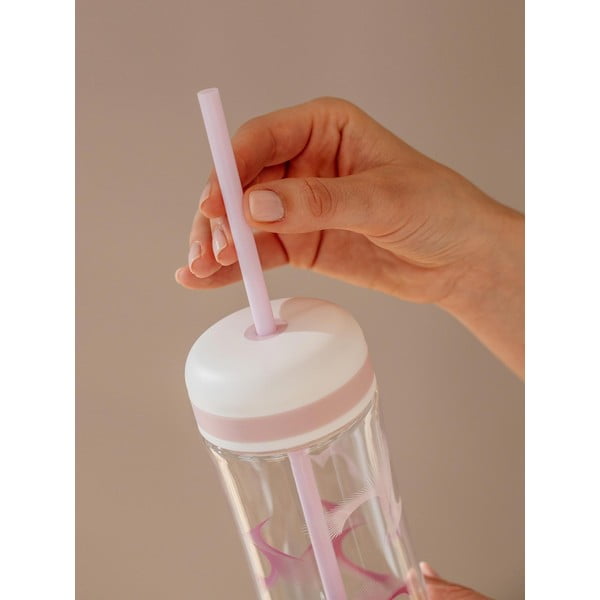 Sticlă cu dop și pai Equa Flow Wave 2 în 1, 800 ml, alb-mov-image-2