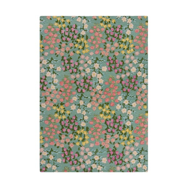 Covor verde mentă țesut manual din lână 200x290 cm Emilia Floral – Flair Rugs