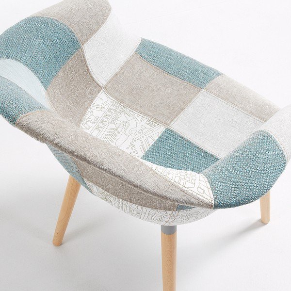 Set 2 scaune cu picioare din lemn și cotiere La Forma Kenna, albastru - gri-image-4