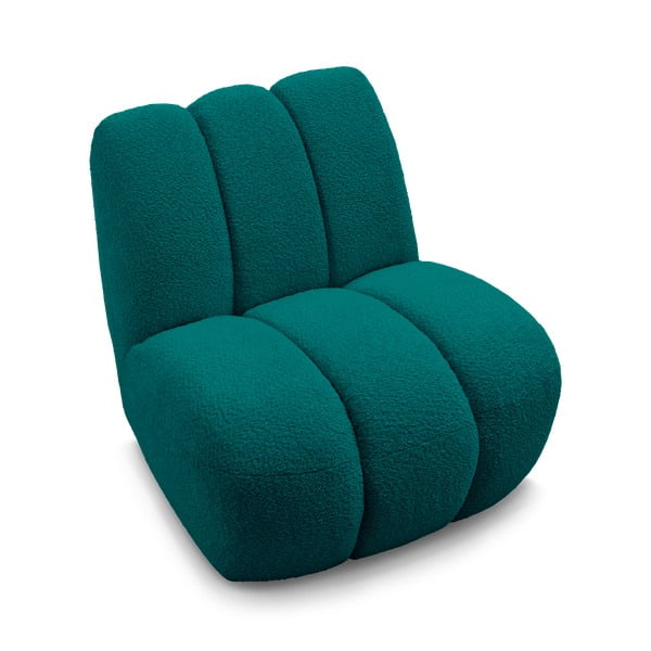 Fotoliu turcoaz cu tapițerie din țesătură bouclé Janissaire – Bobochic Paris-image-4