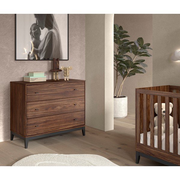 Comodă în culoare naturală închisă cu aspect de lemn de nuc 100x89x55 cm Ilyas – Vipack-image-1
