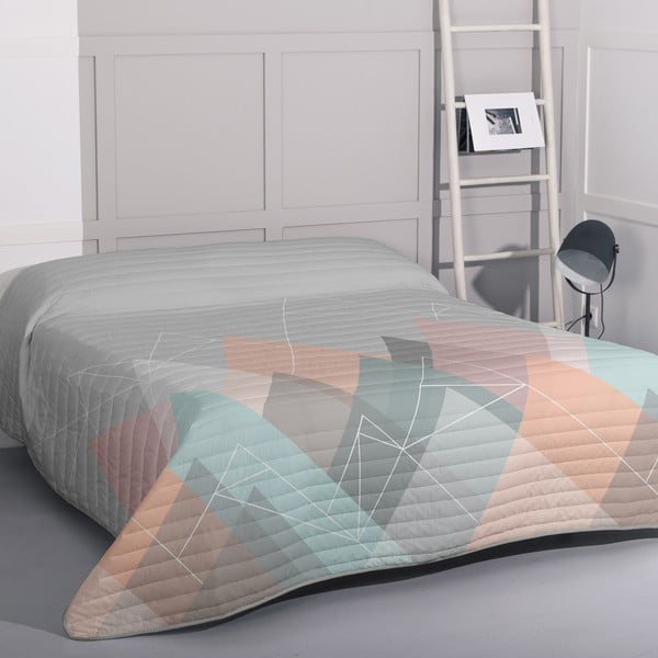 Cuvertură roz-gri matlasată din bumbac 180x260 cm Range – Blanc-image-1