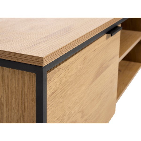 Comodă TV în culoare naturală cu aspect de lemn de stejar 155x55x45 cm Cesura – Unique Furniture-image-4