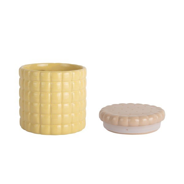 Cutie de depozitare galben-deschis din ceramică decorativă ø 14x15 cm Biscuit Box – PT LIVING-image-2