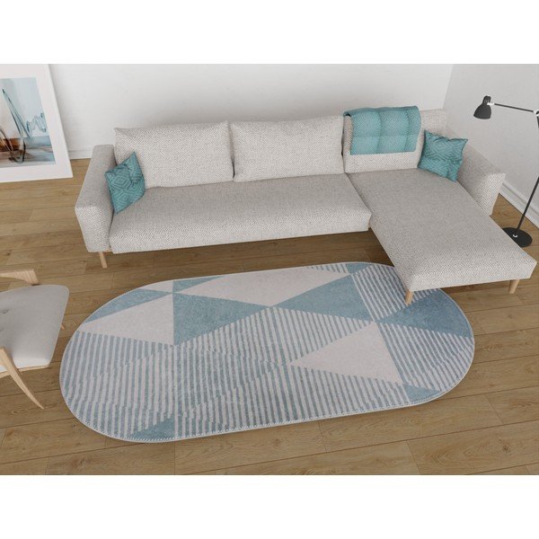 Covor albastru lavabil 60x100 cm Oval – Vitaus-image-1